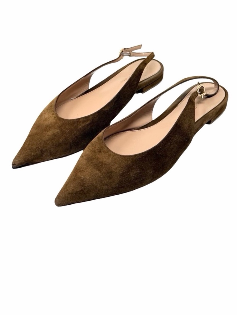 Gianvito Rossi Robbie 05 Slingback Flats Size IT 39.5 Brown Suede Quiet Luxury